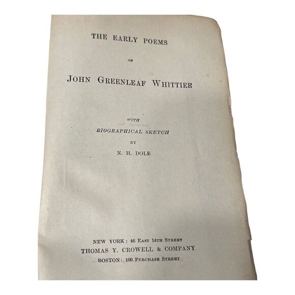 Whittier's Poems The Poetical Works of John Greenleaf Whittier Hardcover - Picture 9 of 14